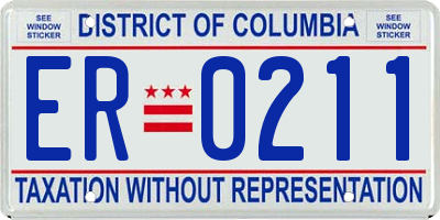 DC license plate ER0211