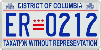 DC license plate ER0212