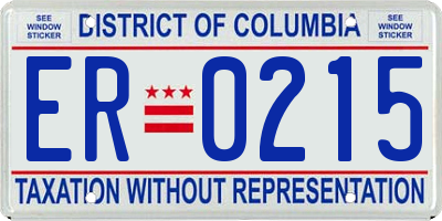 DC license plate ER0215