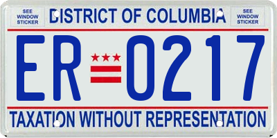 DC license plate ER0217
