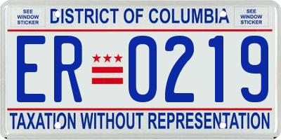 DC license plate ER0219