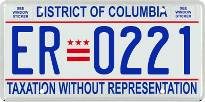 DC license plate ER0221