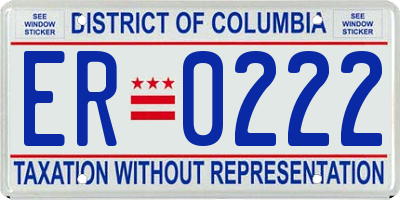 DC license plate ER0222