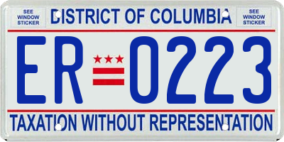 DC license plate ER0223