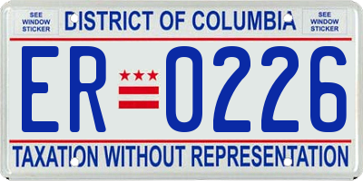 DC license plate ER0226