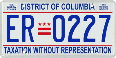 DC license plate ER0227