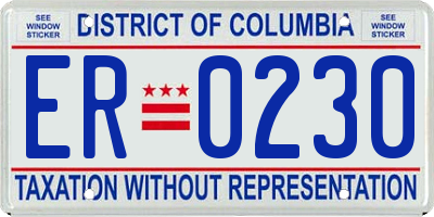 DC license plate ER0230