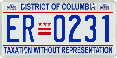 DC license plate ER0231