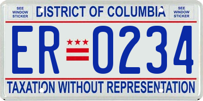 DC license plate ER0234
