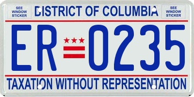DC license plate ER0235