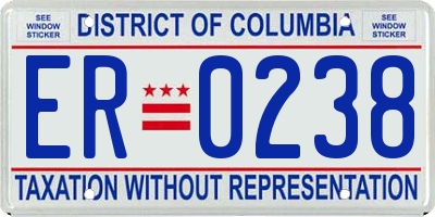 DC license plate ER0238
