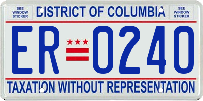 DC license plate ER0240