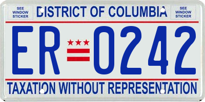 DC license plate ER0242