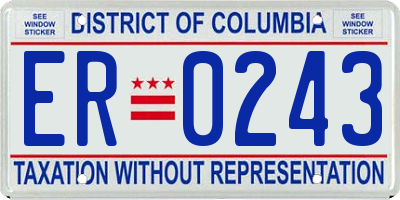 DC license plate ER0243