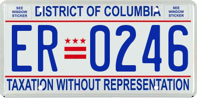 DC license plate ER0246