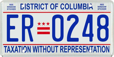 DC license plate ER0248