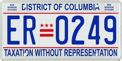 DC license plate ER0249
