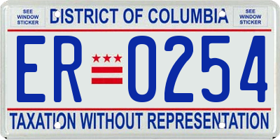 DC license plate ER0254