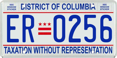 DC license plate ER0256