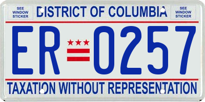 DC license plate ER0257