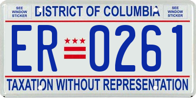 DC license plate ER0261