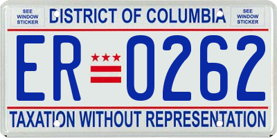 DC license plate ER0262