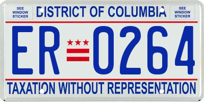 DC license plate ER0264