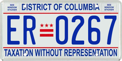 DC license plate ER0267