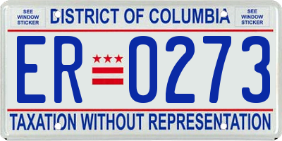 DC license plate ER0273