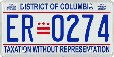 DC license plate ER0274