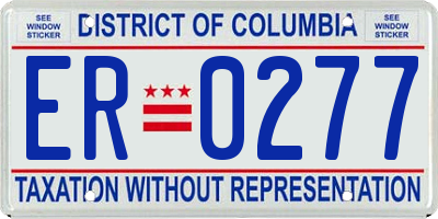 DC license plate ER0277