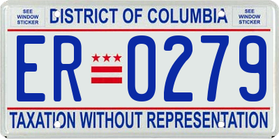 DC license plate ER0279