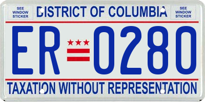 DC license plate ER0280