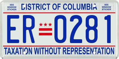 DC license plate ER0281