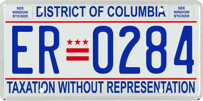 DC license plate ER0284