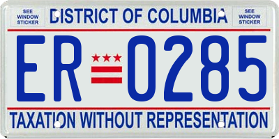 DC license plate ER0285
