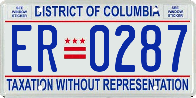 DC license plate ER0287