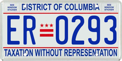 DC license plate ER0293