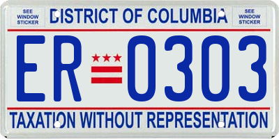 DC license plate ER0303