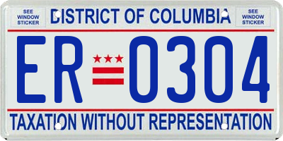 DC license plate ER0304