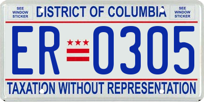 DC license plate ER0305