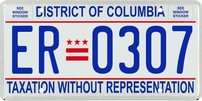 DC license plate ER0307