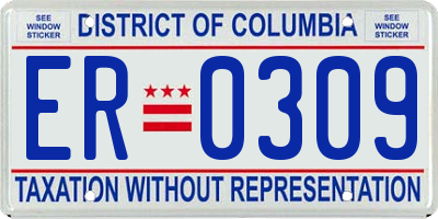 DC license plate ER0309