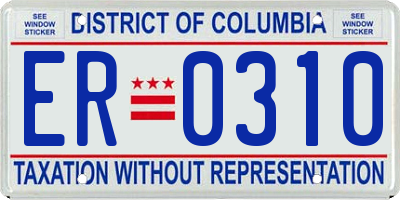 DC license plate ER0310