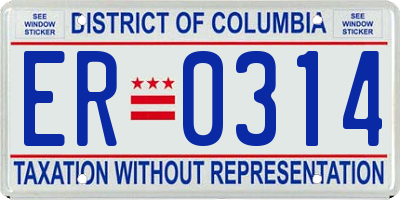 DC license plate ER0314
