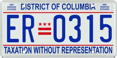 DC license plate ER0315