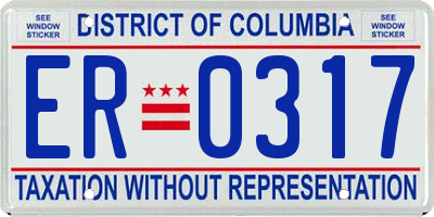 DC license plate ER0317