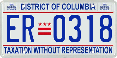 DC license plate ER0318