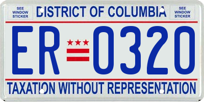 DC license plate ER0320