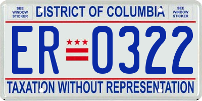 DC license plate ER0322